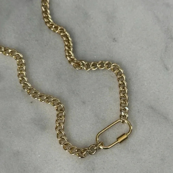 COPY - Gold Chain Horse Bit Charm Clasp Carabiner Necklace Brand New